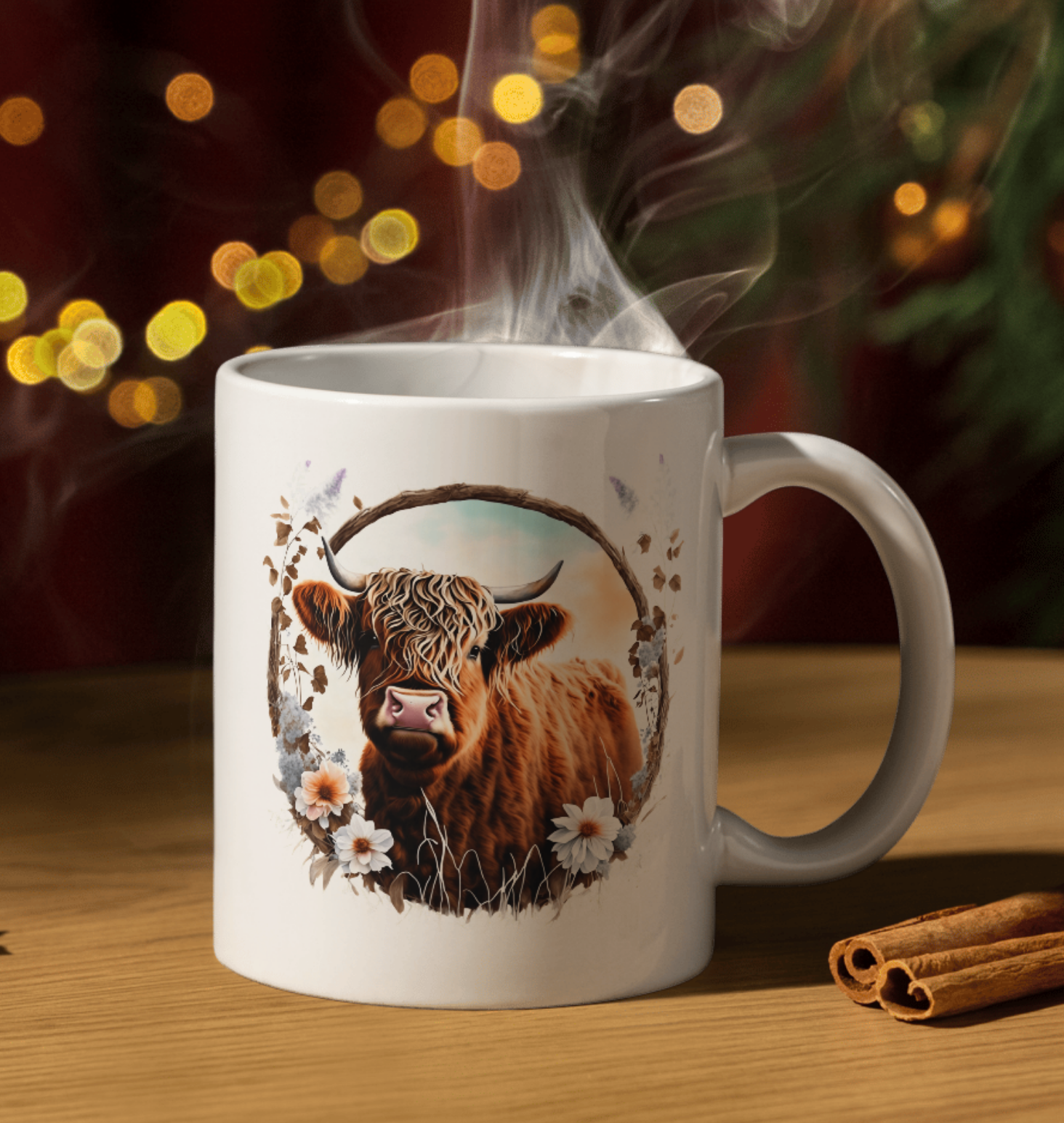 15oz horned cow coffee mug